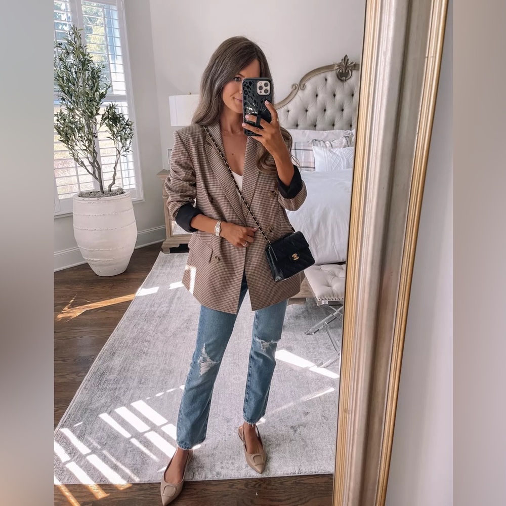 WAYF- Newton Check Double Breasted Blazer